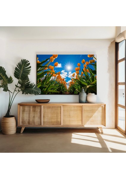 Gökyüzüne Uzanan Sarı Laleler Kanvas Tablo