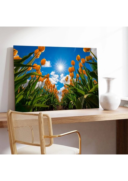 Gökyüzüne Uzanan Sarı Laleler Kanvas Tablo modelleri