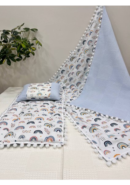 Poplin Kumaş ve Ponponlu Alt Açma , Yastık ve Battaniye 3'lü Set fiyatları