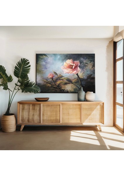 Soyut Pembe Gül Kanvas Tablo