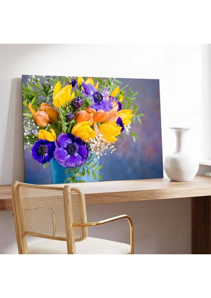 Mavi ve Sarı Çiçekler Kanvas Tablo modelleri