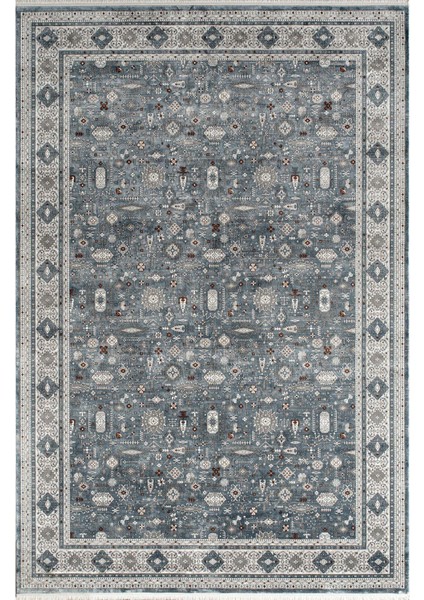 Galenda JH02C Mavi Multi Viskon Akrilik Yumuşak Dokulu Klasik Etnik Halı