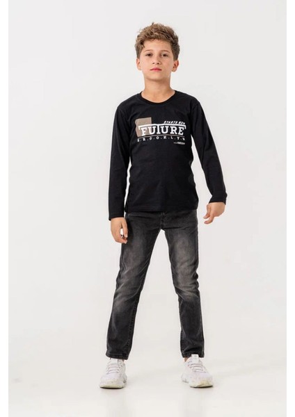 (5-8 Yaş) Desenli Süet Ceketli Erkek Çocuk 3 lü takım - Bej fiyatları