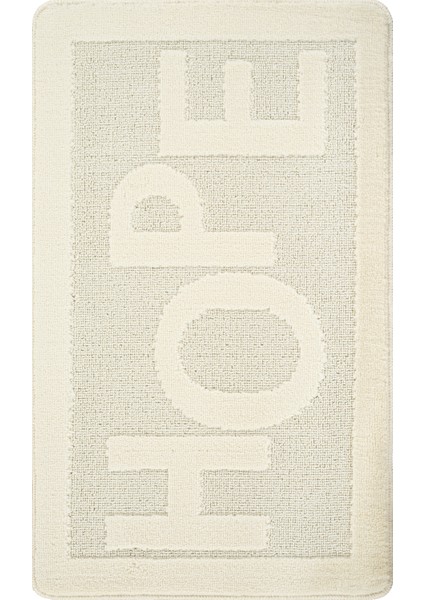 Doğal Kaymaz Taban Banyo Paspas Uzun Ömürlü Yumuşak Dokulu Su Emici Yıkanabilir Yazılı Paspas Krem Hope 60x100