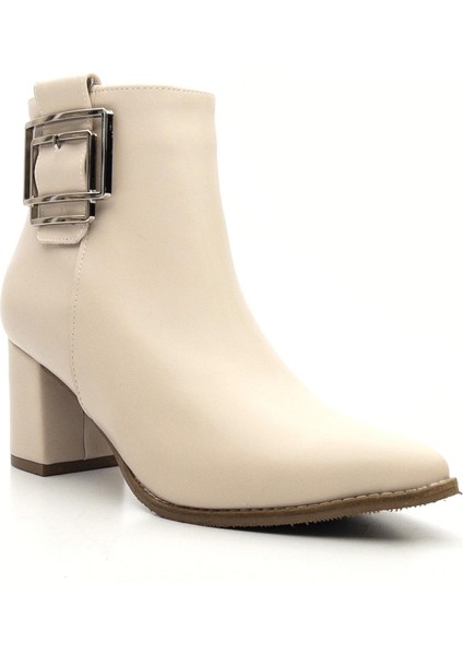 Potinonline K1754 Kadın Sivri Burun Tokalı Kalın Topuk Kısa Bot fiyatları