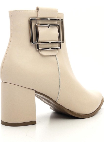 Potinonline K1754 Kadın Sivri Burun Tokalı Kalın Topuk Kısa Bot modelleri