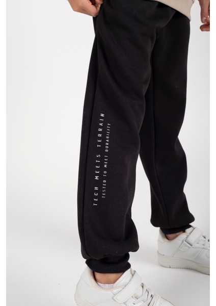 Erkek Çocuk 6-7-8-9 Yaş Pamuklu Şardonlu 3 Ip Sweatshirt Jogger Eşofman Takımı Baskılı FV-16036