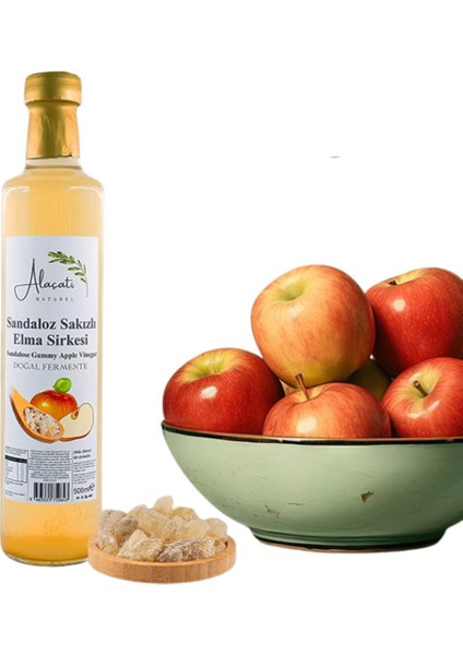 Alaçatı Naturel Sandaloz Sakızlı Elma Sirkesi Doğal Fermente 500 ml E
