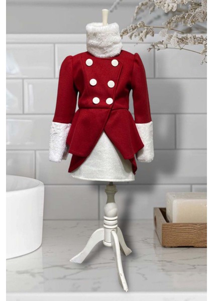 Kız Çocuk Kol Uçları Peluş Detaylı Kırmızı Kaşe Kabanlı Takım fırsatları