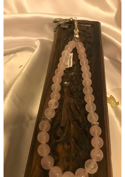 Tespih Pembe Kuvars Doğal Taş Kuars Tesbih Gümüş Imameli Ahşap Kutulu Pembe Quarts fiyatları