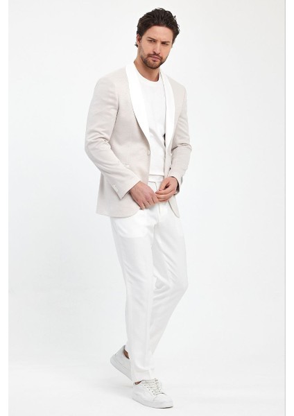 Slimfit Erkek Spor Ceket Şal Yaka Drop 6 Örme Kumaş
