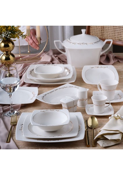 Caroline 85 Parça 12 Kişilik Kare Yemek Takımı 6599