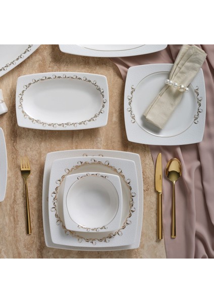 Caroline 85 Parça 12 Kişilik Kare Yemek Takımı 6599 fırsatları