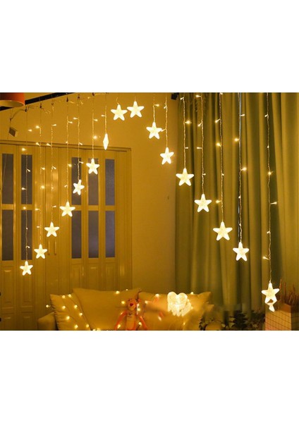 4 Metre LED Işık 14'lü Çapraz Yıldız Işık Zinciri Dekoratif Fişli Aydınlatma Ev Dekorasyonu Süsleme Salon Oda Merdiven Balkon Için Yılbaşı Eğlence Doğum Günlerine Özel Aydınlatma