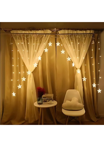 4 Metre LED Işık 14'lü Çapraz Yıldız Işık Zinciri Dekoratif Fişli Aydınlatma Ev Dekorasyonu Süsleme Salon Oda Merdiven Balkon Için Yılbaşı Eğlence Doğum Günlerine Özel Aydınlatma