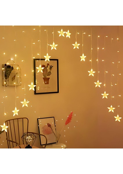 4 Metre LED Işık 14'lü Çapraz Yıldız Işık Zinciri Dekoratif Fişli Aydınlatma Ev Dekorasyonu Süsleme Salon Oda Merdiven Balkon Için Yılbaşı Eğlence Doğum Günlerine Özel Aydınlatma