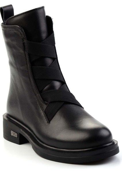 Siyah Deri Kadın Bot & Bootie K02724202003 modelleri
