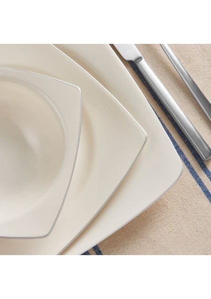 Caroline 54 Parça 12 Kişilik Kare Yemek Takımı Gümüş Yaldız 220 modelleri