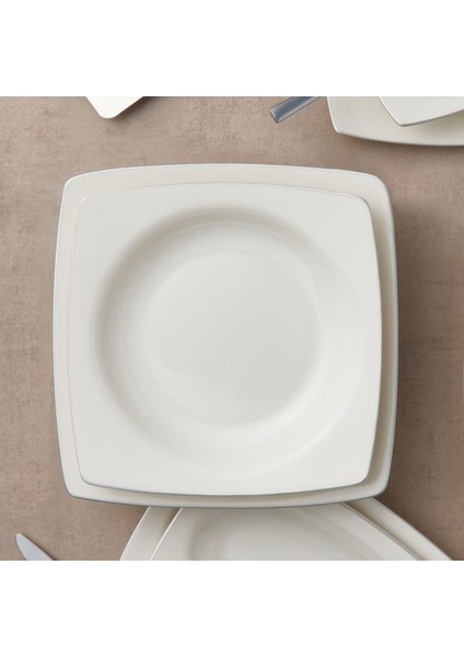 Caroline 54 Parça 12 Kişilik Kare Yemek Takımı Gümüş Yaldız 220 fırsatları