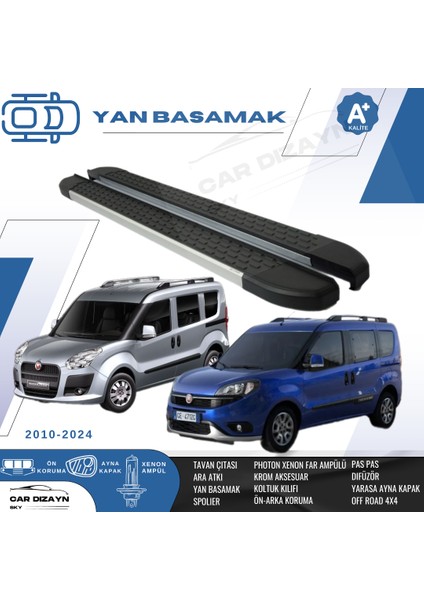 Fiat Doblo 2 Alüminyum Yan Basamak Marşpiyel Koruma Kısa Şase - Uzun Şase 2010>2011>2012>2013>2014>2015>2016>2017>2018>2019>2020>2021>2022>2023>2024