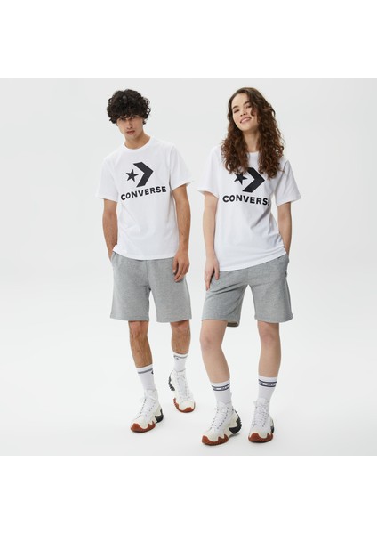 Go-To Embroidered Star Chevron Fleece Unisex Gri Şort