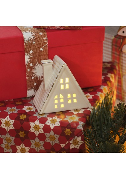 New Year White House Ledli Dekoratif Obje