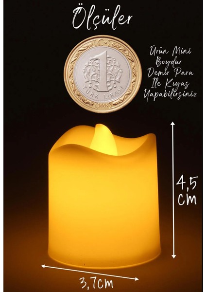 LED Mum Seti Pilli Dumansız Alevli 4 Adet Mat Beyaz Mini Ledli Dekoratif Yapay Mum Dekor Işığı