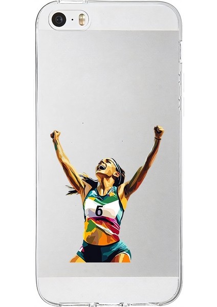 Apple Iphone 5s Uyumlu Sporcu Kadın Desenli Silikon Kılıf
