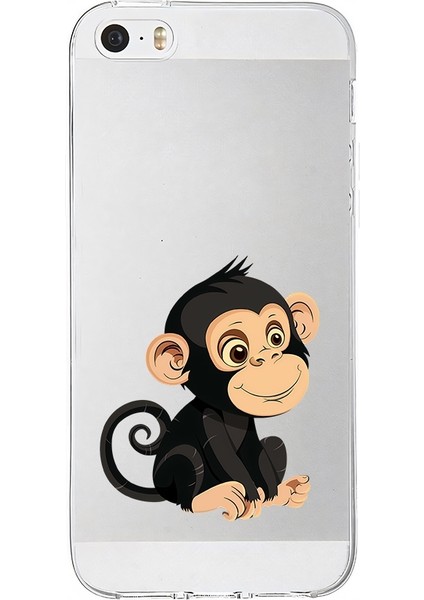 Apple Iphone 5s Uyumlu Tatlı Maymun Desenli Silikon Kılıf