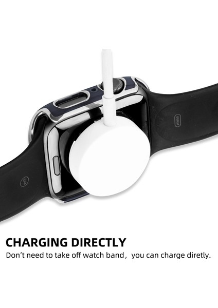 Apple Watch Serisi 8 45MM / 7 45MM Çift Renkli Elektrokaplatma Izleme Kılıfı Yerleşik Temperli Cam Ekran Koruyucu Sabit Pc Genel Koruyucu Kapak - Mavi / Gümüş (Yurt Dışından) modelleri