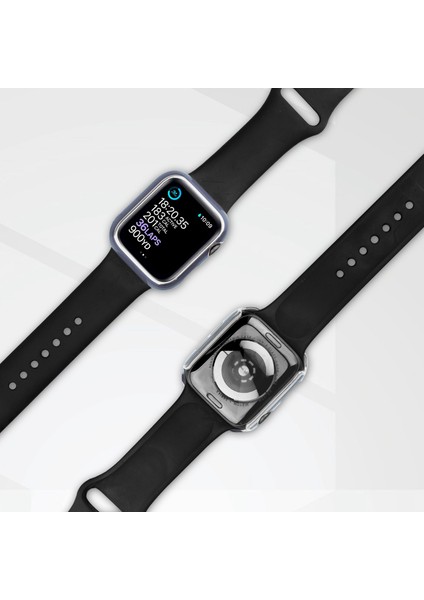 Apple Watch Serisi 8 45MM / 7 45MM Çift Renkli Elektrokaplatma Izleme Kılıfı Yerleşik Temperli Cam Ekran Koruyucu Sabit Pc Genel Koruyucu Kapak - Mavi / Gümüş (Yurt Dışından) fırsatları