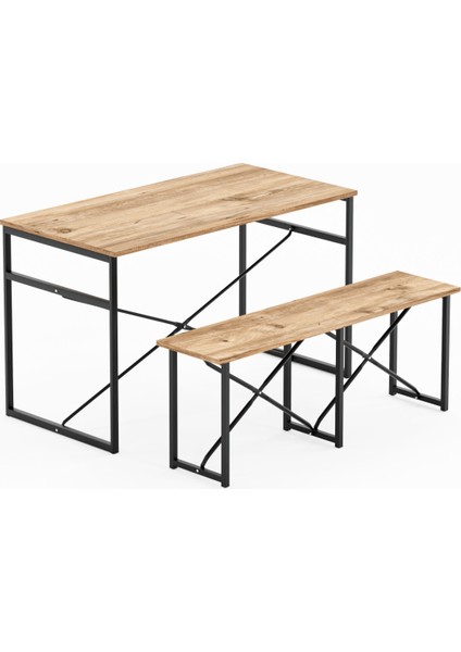 Masa Takımı Bench Bank Masa Seti 120X60 Masa Mutfak Masası Yemek Masası 1228