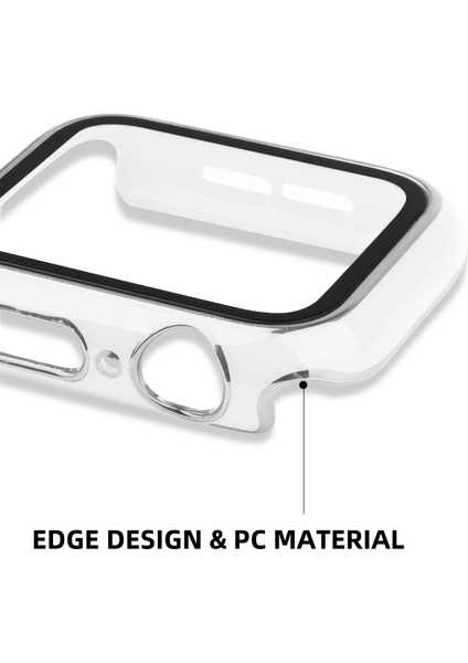 Apple Watch Serisi 8 45MM / 7 45MM Çift Renkli Elektrokaplatma Saat Kılıfı Dahili Temperli Cam Ekran Koruyucu Sabit Pc Genel Koruyucu Kapak - Beyaz / Gümüş (Yurt Dışından) fiyatları