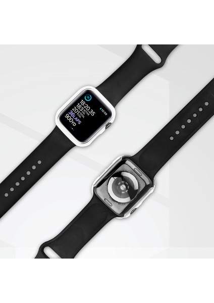Apple Watch Serisi 8 45MM / 7 45MM Çift Renkli Elektrokaplatma Saat Kılıfı Dahili Temperli Cam Ekran Koruyucu Sabit Pc Genel Koruyucu Kapak - Beyaz / Gümüş (Yurt Dışından) fırsatları