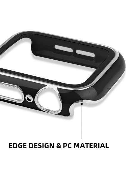 Apple Watch Serisi 8 45MM / 7 45MM Çift Renkli Elektrokaplatma Izleme Kılıfı Yerleşik Temperli Cam Ekran Koruyucu Sabit Pc Genel Koruyucu Kapak - Siyah / Gümüş (Yurt Dışından) fiyatları