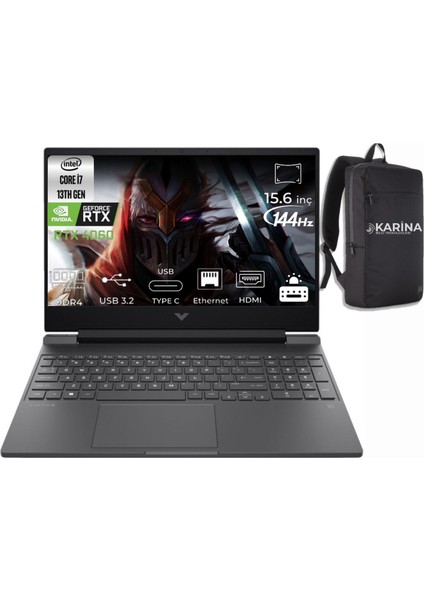 Victus Gaming Intel Core I7 13700H 32GB 512GB SSD RTX4060 WIN11 Pro 15.6" Fhd Taşınabilir Bilgisayar 8U846EA-19