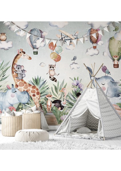 Sevimli Hayvanlar Safari Hayvanlar Çocuk Odası Duvar Kağıdı fırsatları