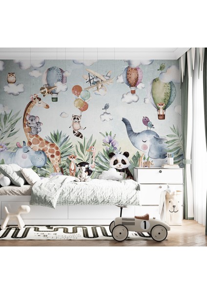 Sevimli Hayvanlar Safari Hayvanlar Çocuk Odası Duvar Kağıdı indirimleri