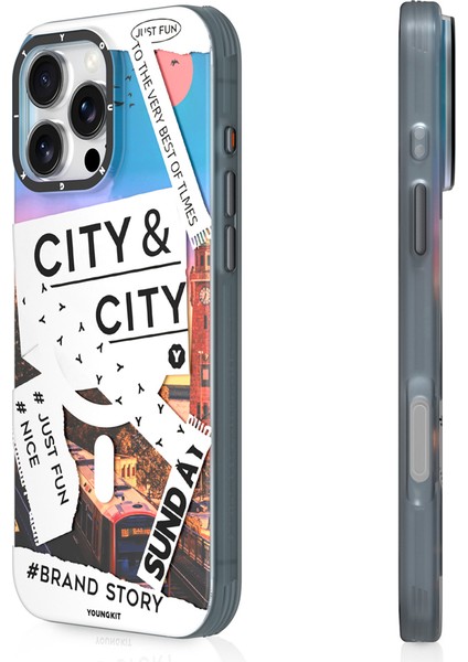 iPhone 15 Pro Max Uyumlu Kılıf Magsafe Şarj Özellikli A-City Serisi Kapak Beyaz