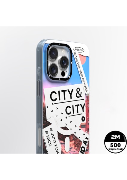 iPhone 15 Pro Max Uyumlu Kılıf Magsafe Şarj Özellikli A-City Serisi Kapak Beyaz