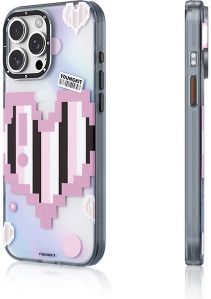 iPhone 15 Pro Max Uyumlu Kılıf Magsafe Şarj Özellikli Love Serisi Kapak Pembe