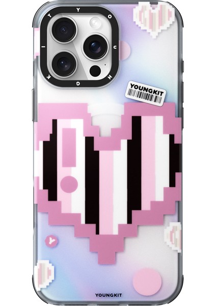 iPhone 15 Pro Max Uyumlu Kılıf Magsafe Şarj Özellikli Love Serisi Kapak Pembe