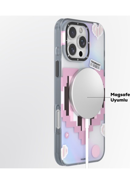 iPhone 15 Pro Max Uyumlu Kılıf Magsafe Şarj Özellikli Love Serisi Kapak Pembe