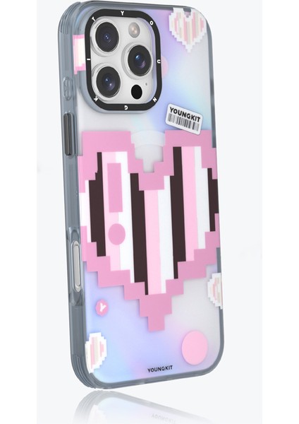iPhone 15 Pro Max Uyumlu Kılıf Magsafe Şarj Özellikli Love Serisi Kapak Pembe
