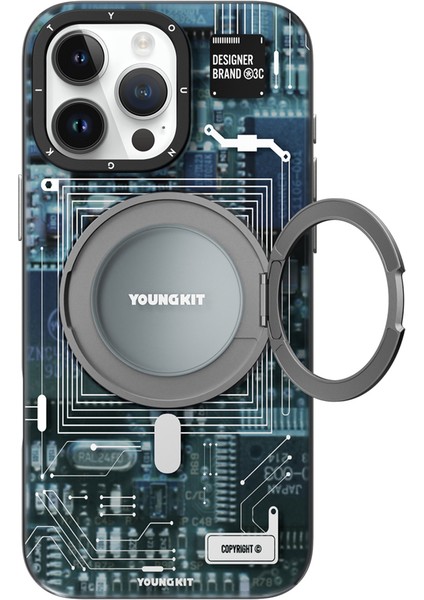 iPhone 14 Pro Uyumlu Kılıf Magsafe Şarj Özellikli 360° Standlı Technology Serisi Kapak Mavi fiyatları