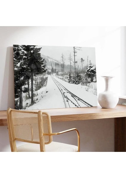 Kış Tren Yolu Kanvas Tablo modelleri