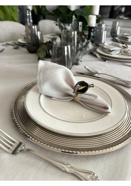 6 'lı Premium Siyah - Gold Orkide Peçete Yüzüğü modelleri