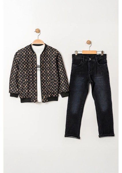 Lv Çift Tafarlı Kapitone Montlu Erkek Çocuk 3 lü takım - Siyah fiyatları