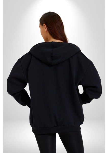 Survey Corps Sembolü (Attack On Titan) Erkek Kadın Siyah Fermuarlı Baskılı Hırka Sweatshirt