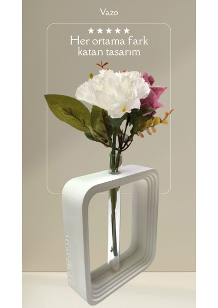 Elişi Hijyenik ve Eşsiz Masaüstü Modern ve Ölümsüz Vazo 15 cm x 13 cm x 4 cm fiyatları
